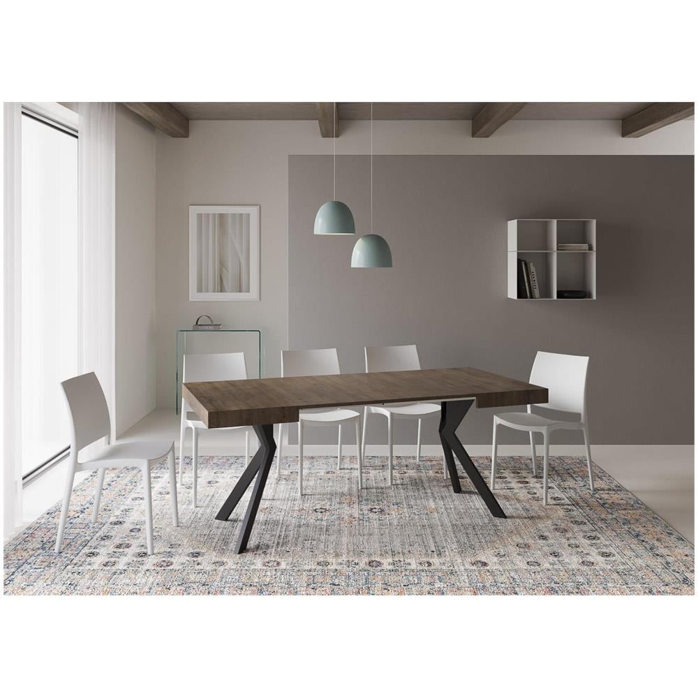 Tavolo allungabile 90x90/194 cm Dolcezza noce gambe antracite - Foto 4