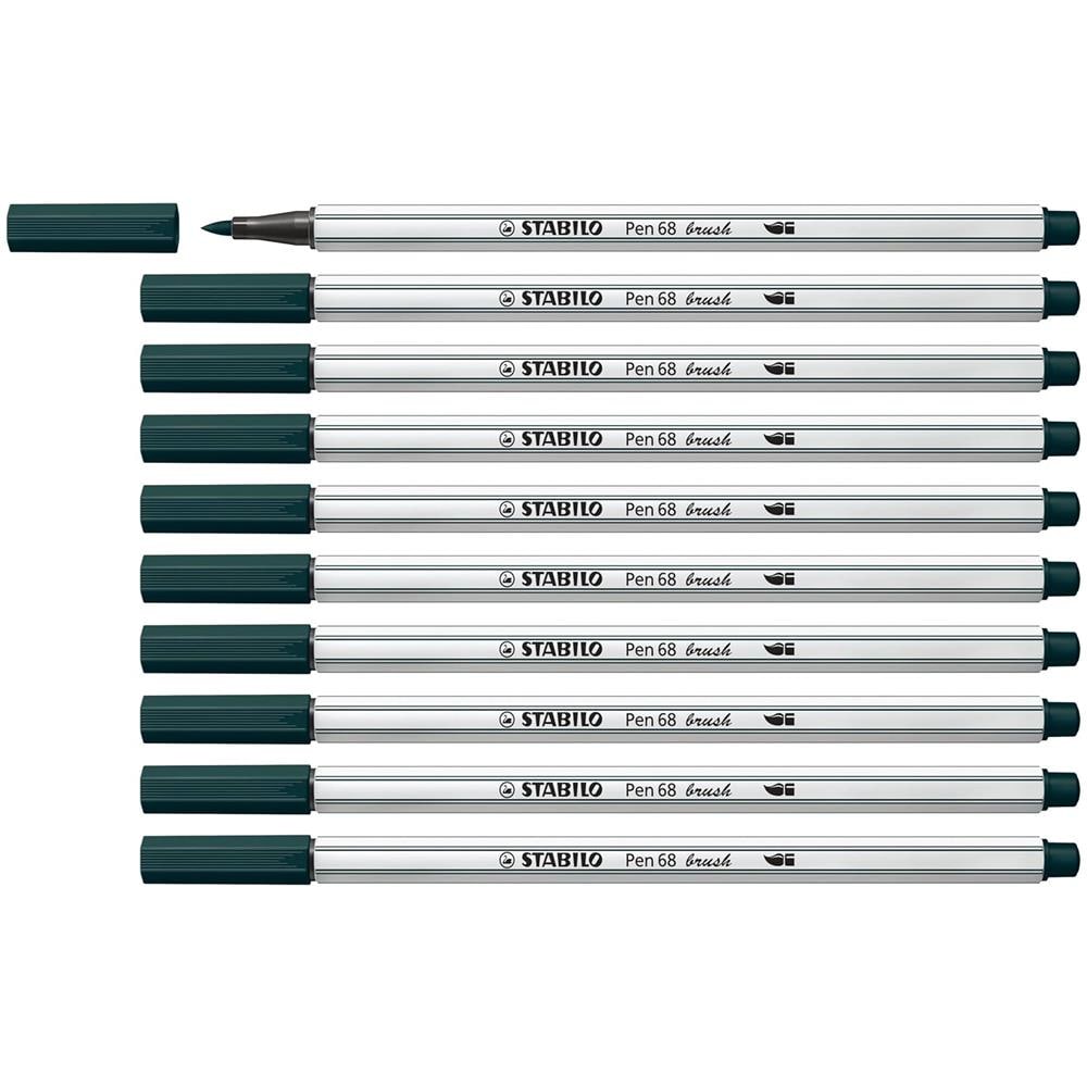 Pen 68 brush - Pennarello Premium con punta a pennello - Confezione da 10 - Verde terra - Foto 1