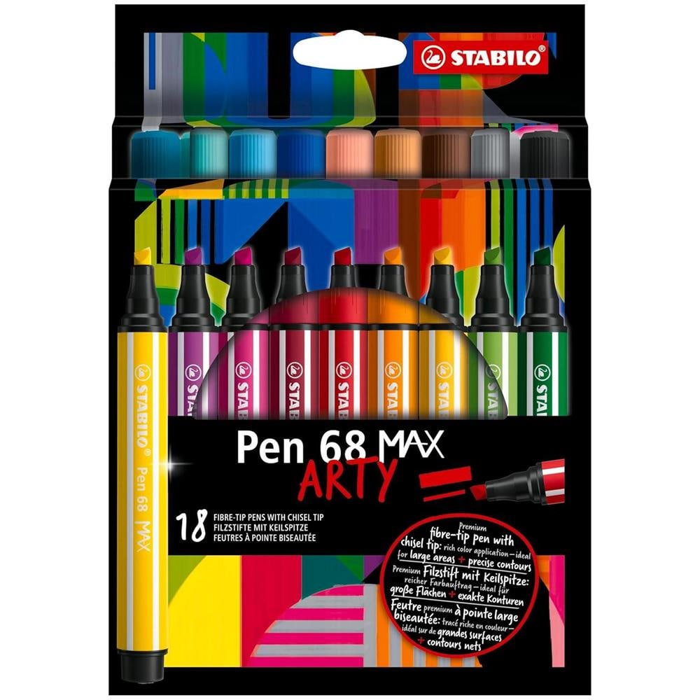 Pen 68 MAX - Pennarello Premium a tratto doppio (1 + 5 mm) - ARTY - Astuccio da 18 - Colori assortiti - Foto 1
