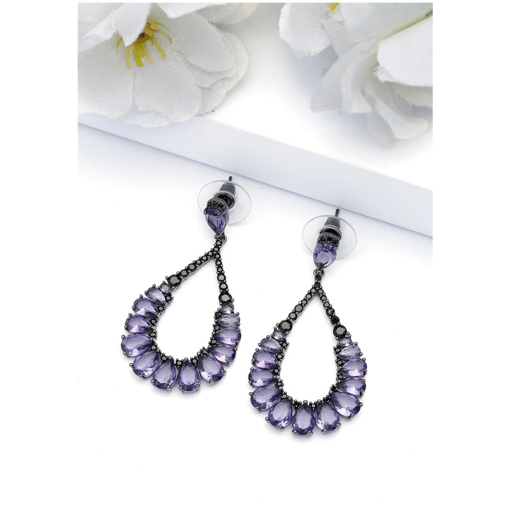 Orecchini a Goccia Lacrima Viola Scuro - Foto 1