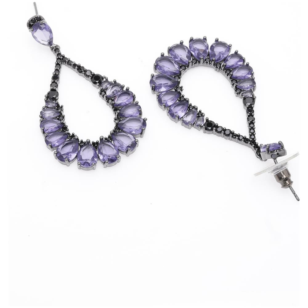 Orecchini a Goccia Lacrima Viola Scuro - Foto 2