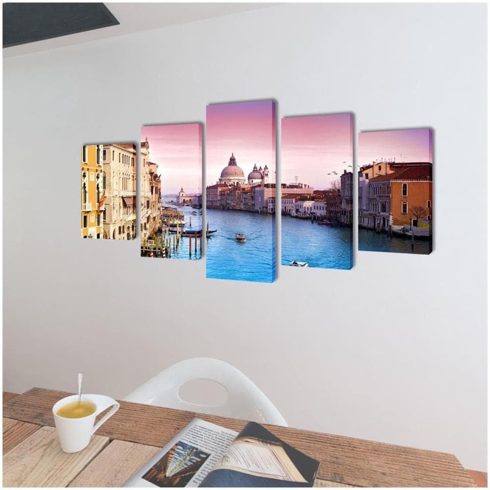 5 Pz Set Stampa Su Tela Da Muro Venezia 200 X 100 Cm - Foto 2