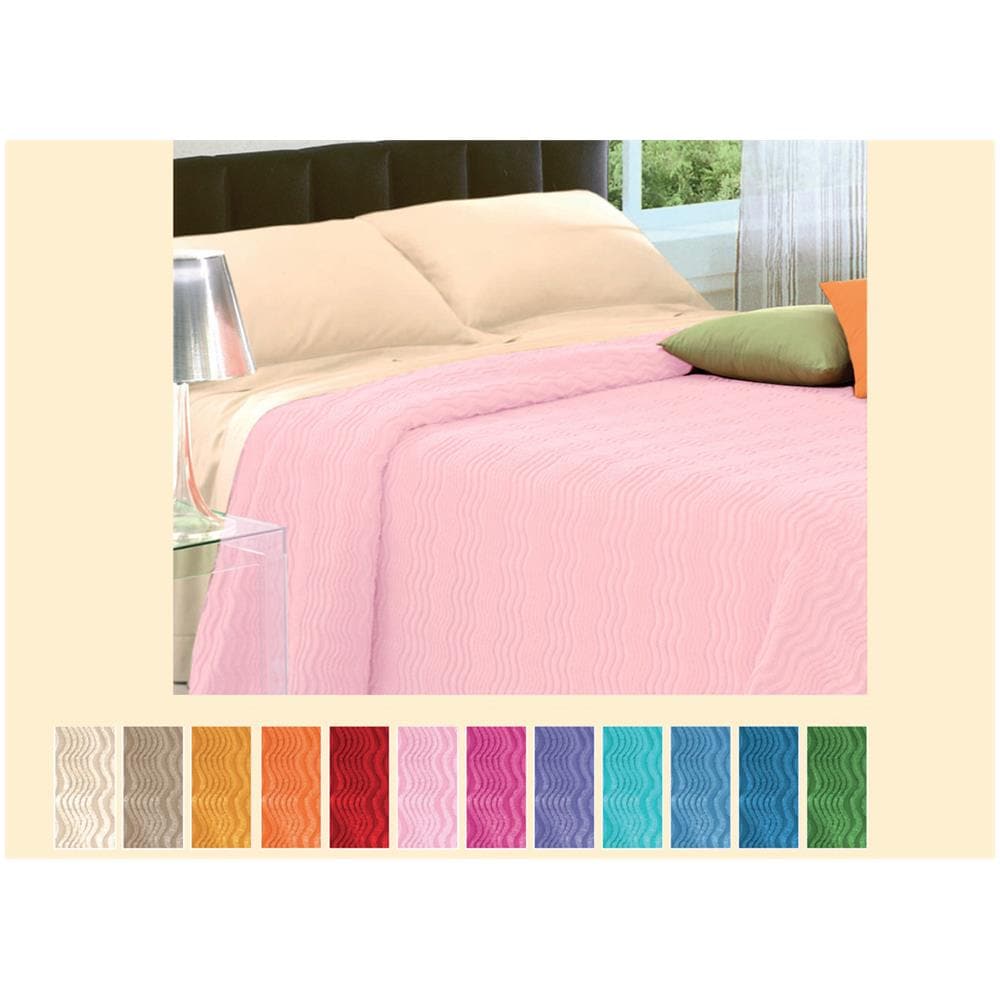 Copriletto Tinta Unita In Morbidissima Ciniglia A Onde 100% Cotone Vari Colori Singolo Rosa 6 - Foto 3