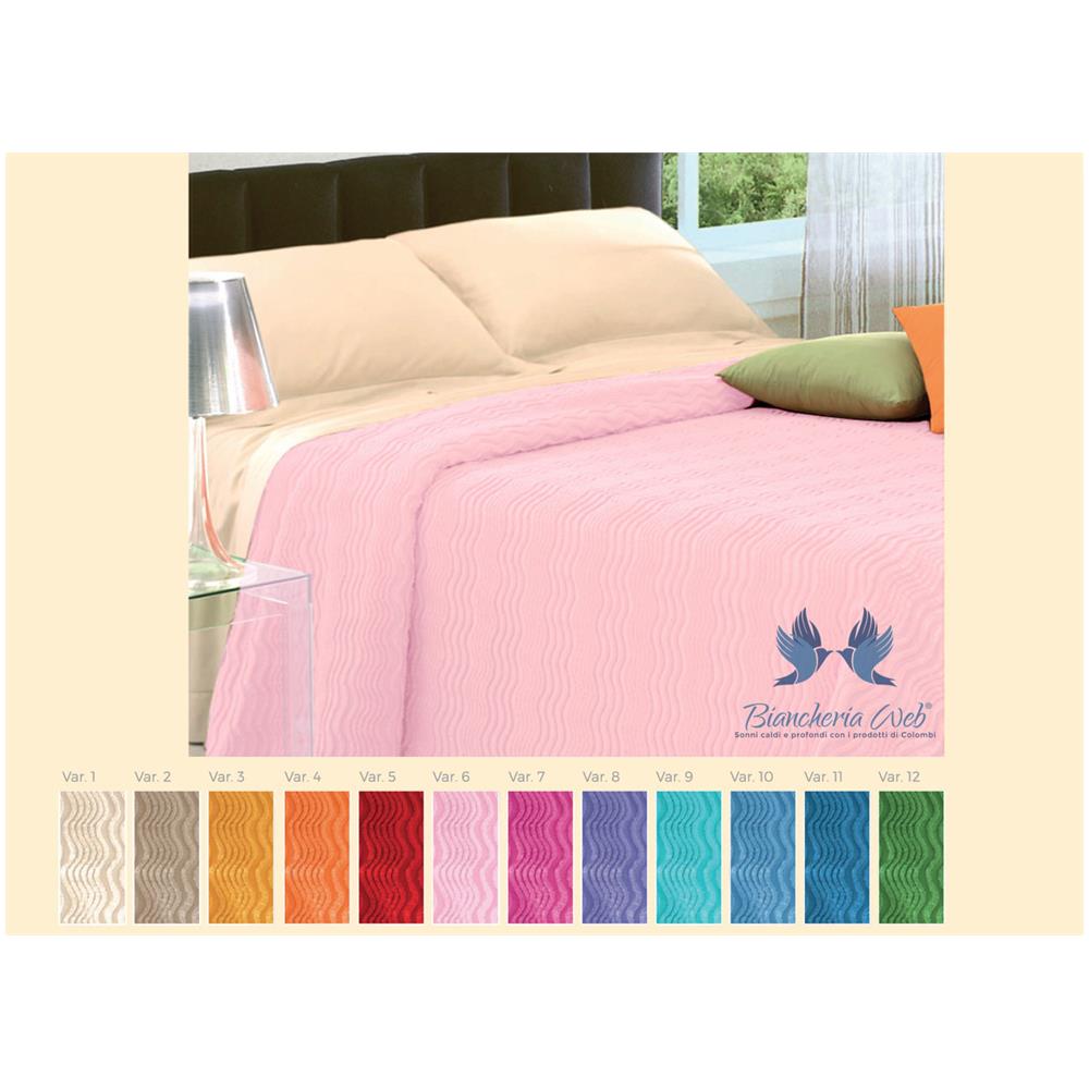 Copriletto Tinta Unita In Morbidissima Ciniglia A Onde 100% Cotone Vari Colori Singolo Rosa 6 - Foto 1