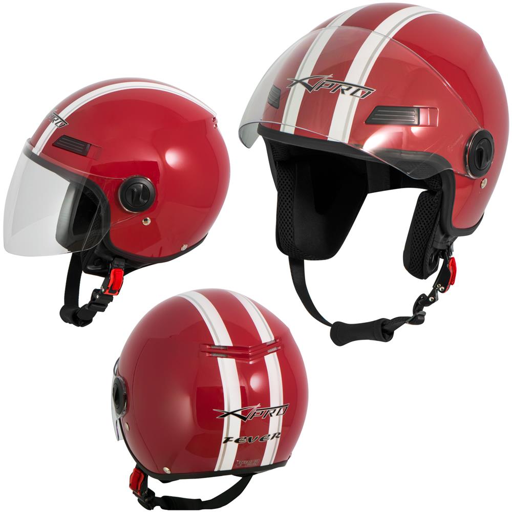 Casco Jet Scooter Moto Quad Omologato Ece 22 05 Visiera Rosso S - Foto 1