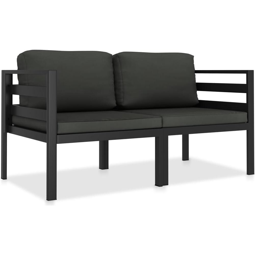 Set Divani Da Giardino 2 Pz Con Cuscini In Alluminio Antracite - Foto 1