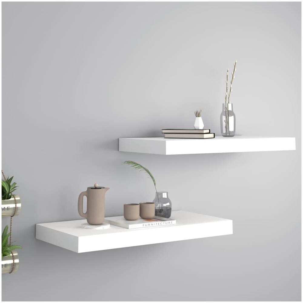 Scaffali A Parete 2 Pz Bianchi 50x23x3,8 Cm In Mdf - Foto 1