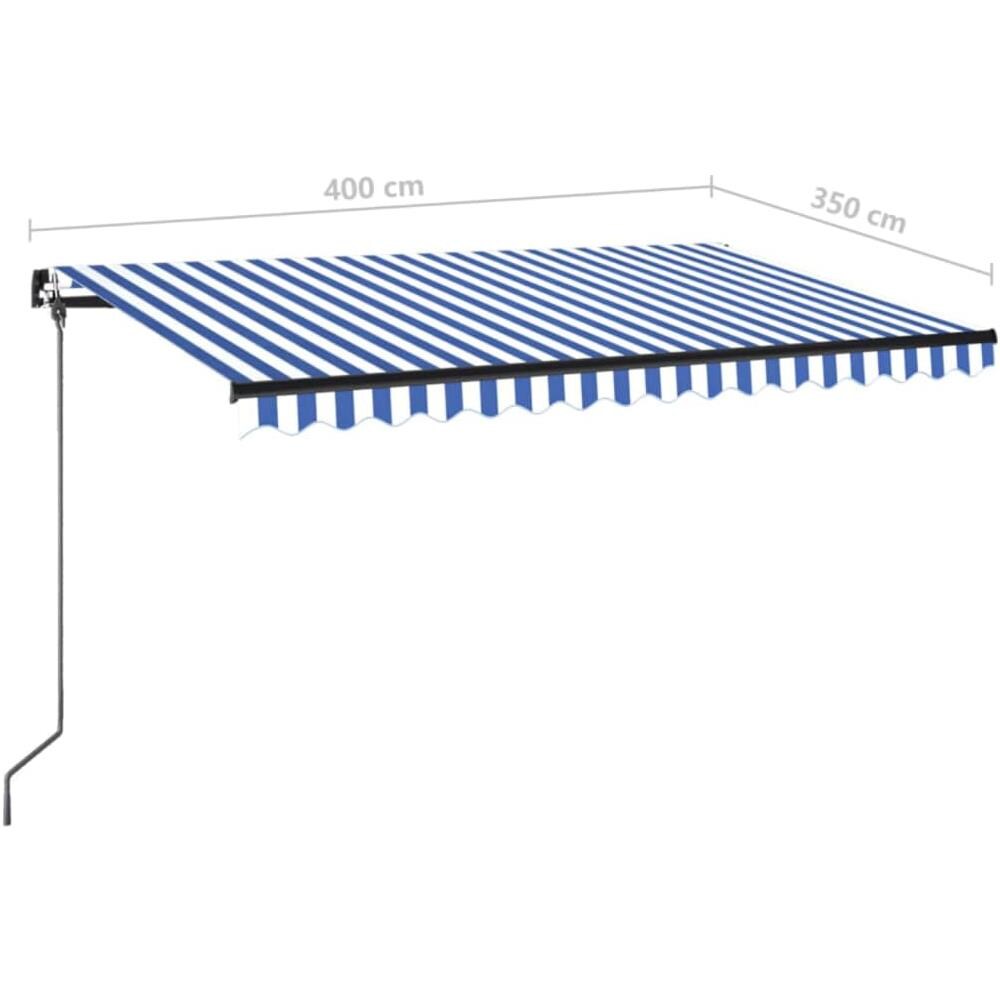 Tenda Da Sole Retrattile Manuale 400x350 Cm Blu E Bianca - Foto 2