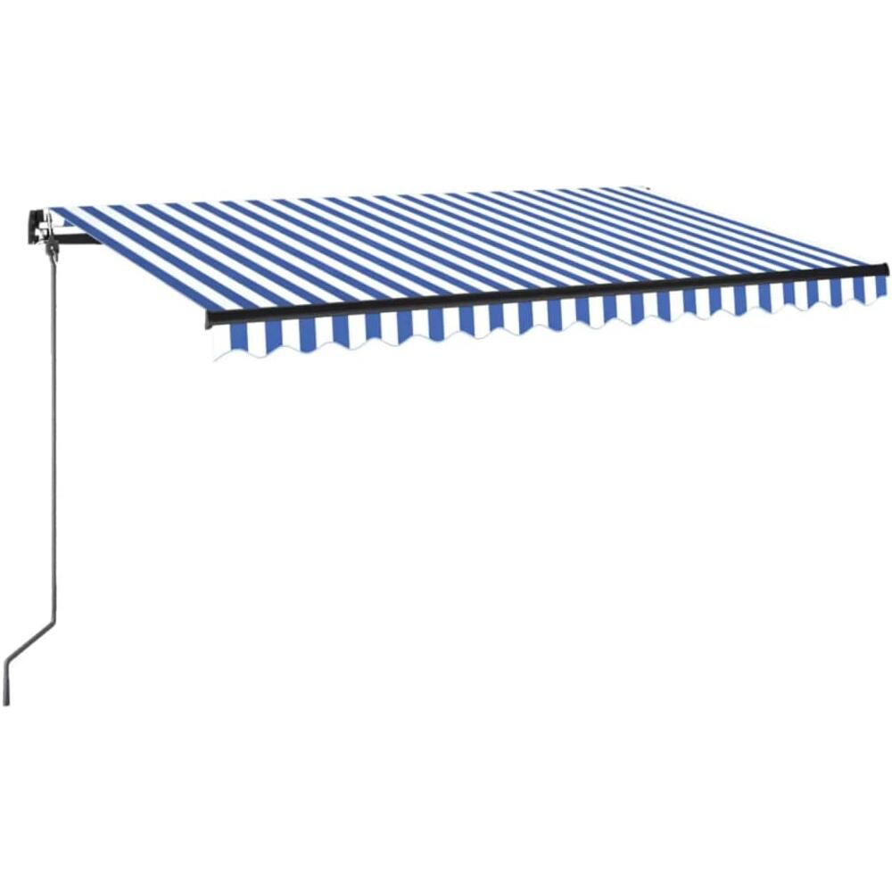 Tenda Da Sole Retrattile Manuale 400x350 Cm Blu E Bianca - Foto 1