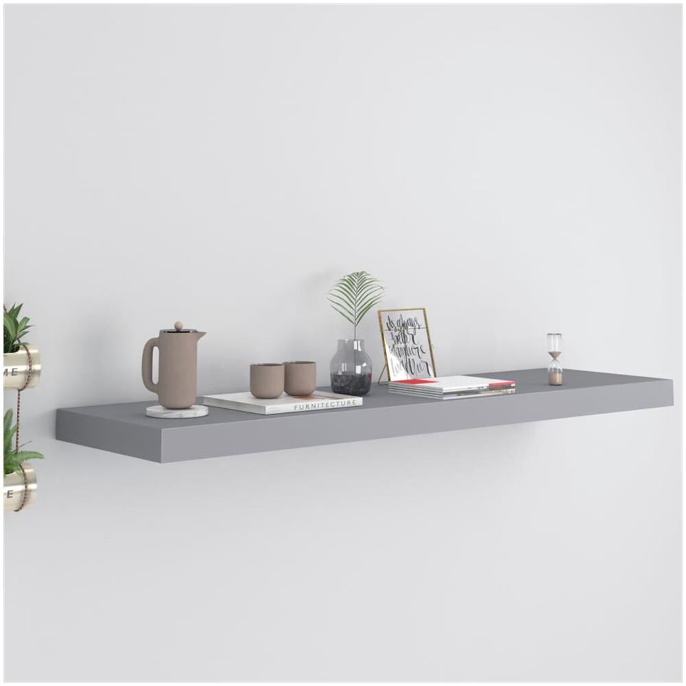 Scaffale A Parete Grigio 90x23,5x3,8 Cm In Mdf - Foto 1