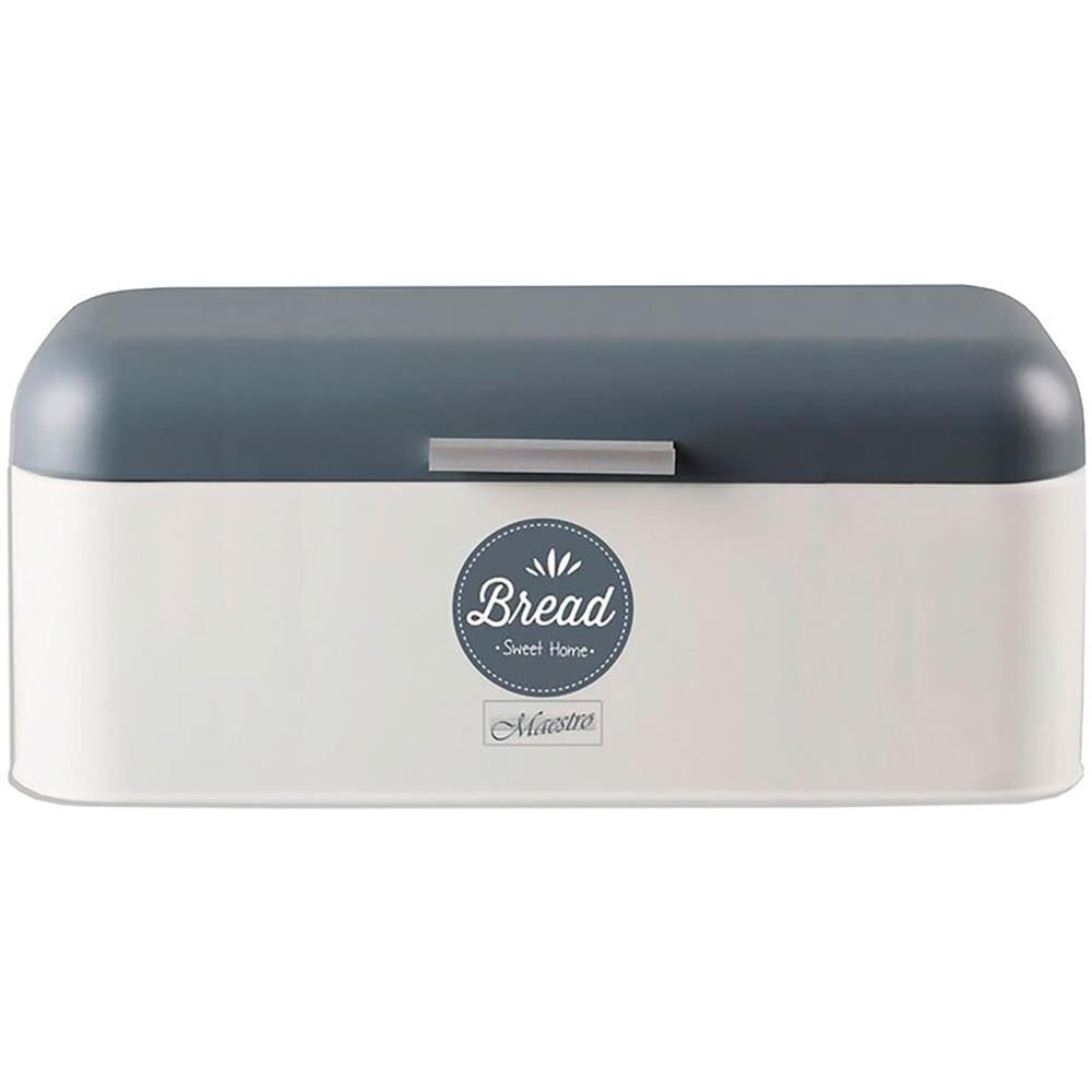 Mr-1772 Portapane Retro, Design Vintage, Scatola Metallica, Bread Box Bianco / grigio - Foto 1