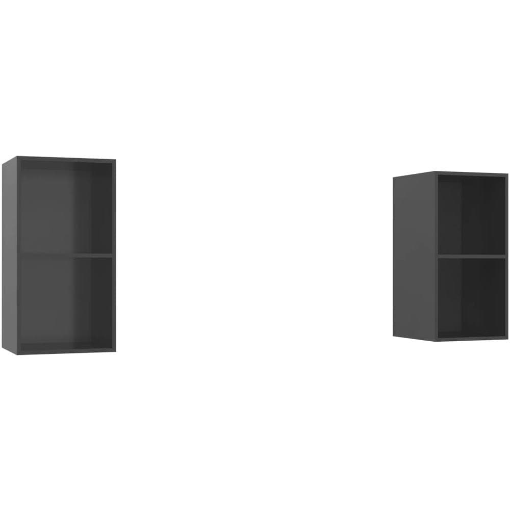 Mobile TV a Parete 2 pz Grigio Lucido in Truciolato - Foto 1