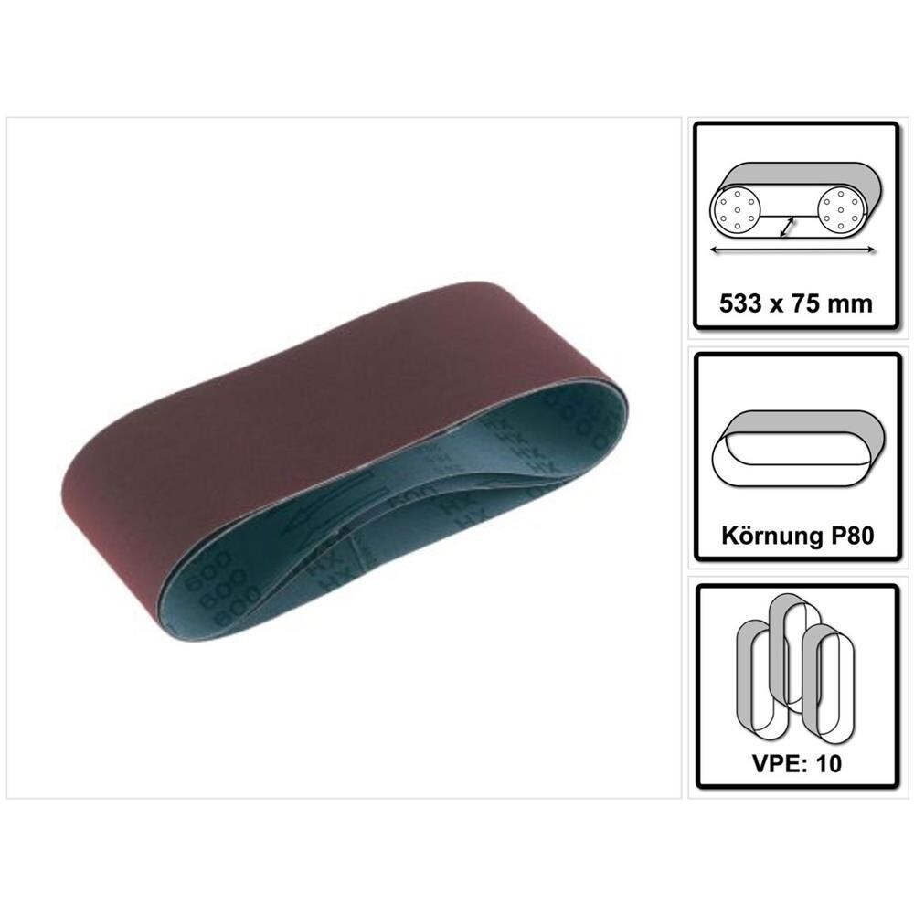 L533x 75-p80 Ru2/10 Nastro Abrasivo Rubin 2 P80 Per Materiali Di Legno 533x75 Mm - 10 Pezzi (499157)  - Foto 1