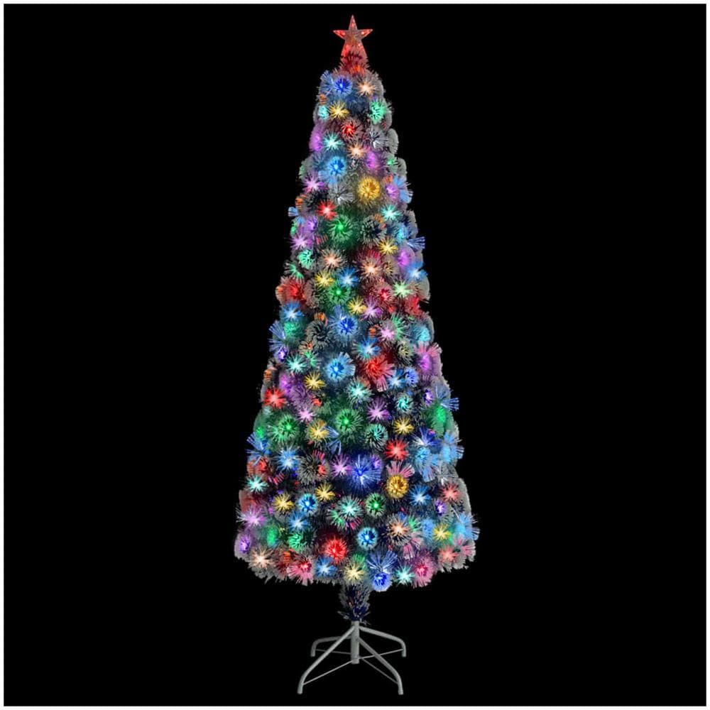 Albero Natale Artificiale Led Bianco E Blu 210 Cm Fibra Ottica - Foto 2