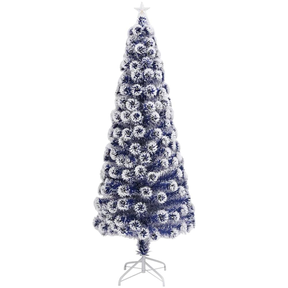 Albero Natale Artificiale Led Bianco E Blu 210 Cm Fibra Ottica - Foto 3