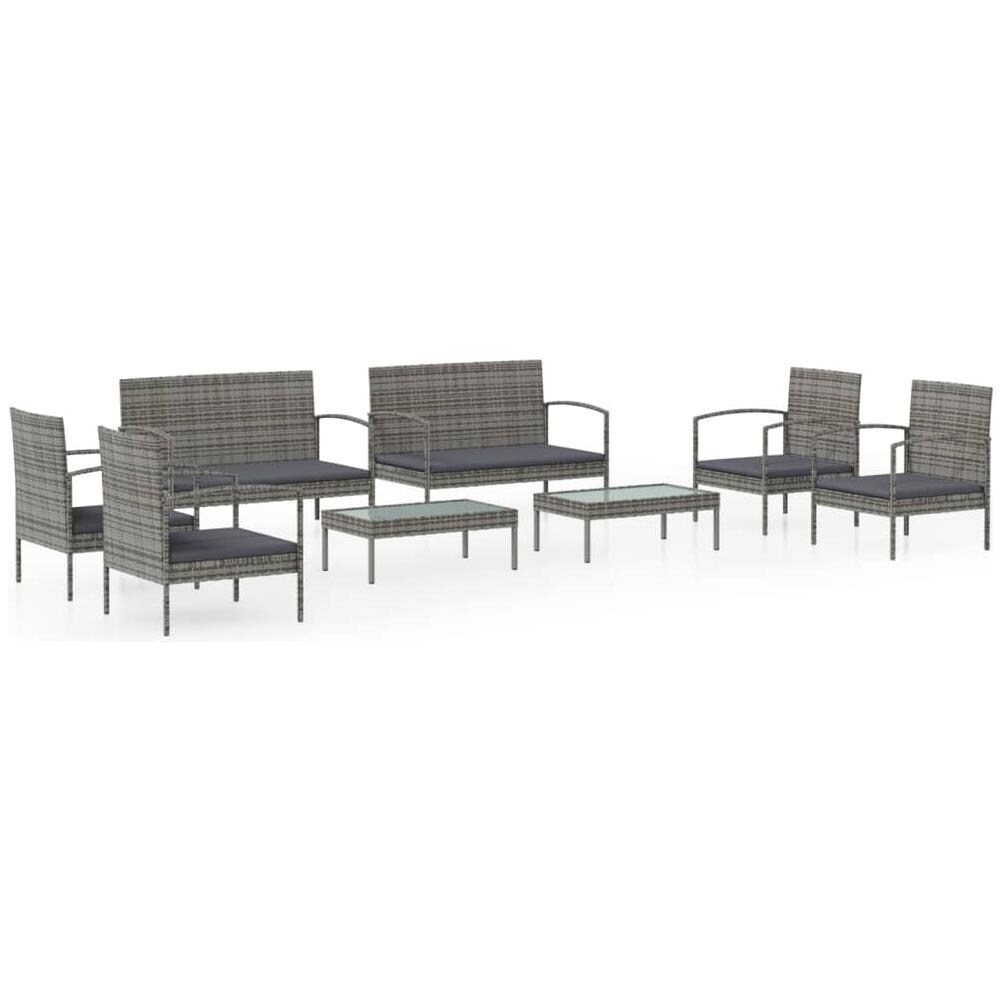 Set Divani Da Giardino 8 Pz Con Cuscini In Polyrattan Grigio - Foto 2