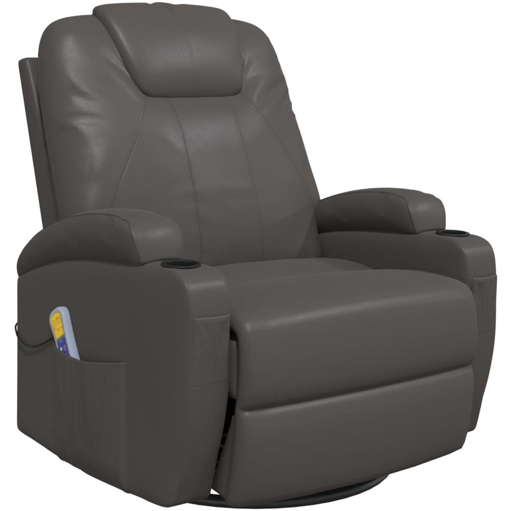 Poltrona Massaggiante A Dondolo Antracite In Similpelle - Foto 2
