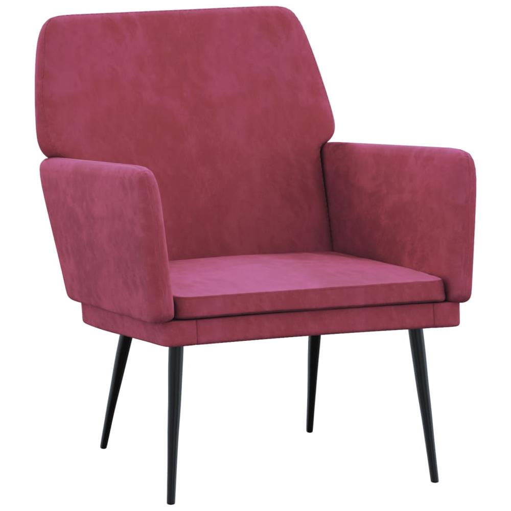 Poltrona Rosso Vino 62x79x79 Cm Velluto - Foto 2