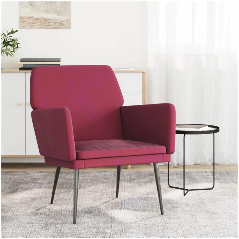 Poltrona Rosso Vino 62x79x79 Cm Velluto - Foto 1