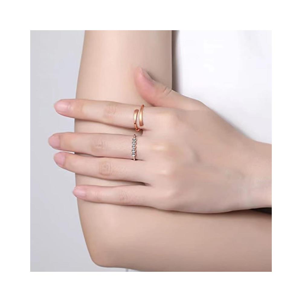 Anello Antistress Regolabile Con Perline Girevoli Silver - Foto 2