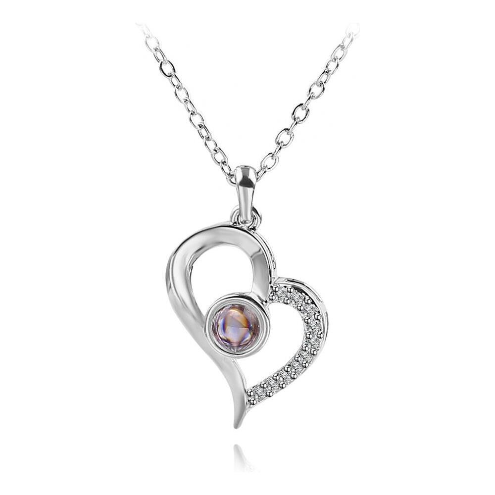 Collana Cuore Inclinato Con ""ti Amo"" In Argento 100 Lingue - Foto 1