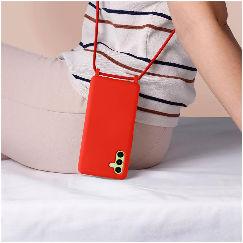 Cover Cordino Per Samsung Galaxy A34 5g Collana / Tracolla 80 Cm Rossa - Foto 2