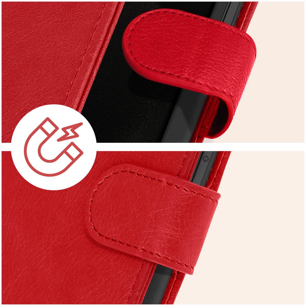 Custodia Per Iphone 15 Pro Copertina Portacarte Funzione Supporto Rossa - Foto 2