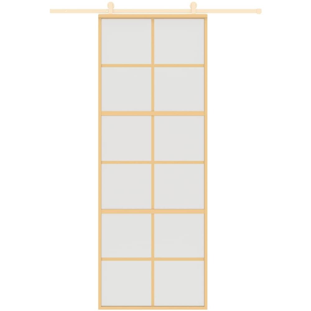 Porta Scorrevole Dorata 76x205 Vetro Smerigliato Esg Alluminio - Foto 3