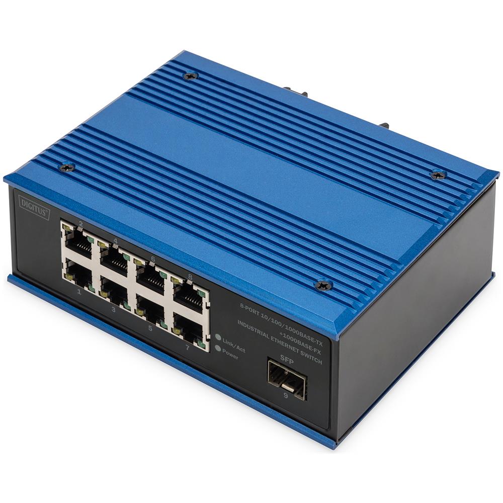Switch di rete Gigabit Ethernet a 8 porte, industriale, non gestito, 1 collegamento SFP - Foto 1
