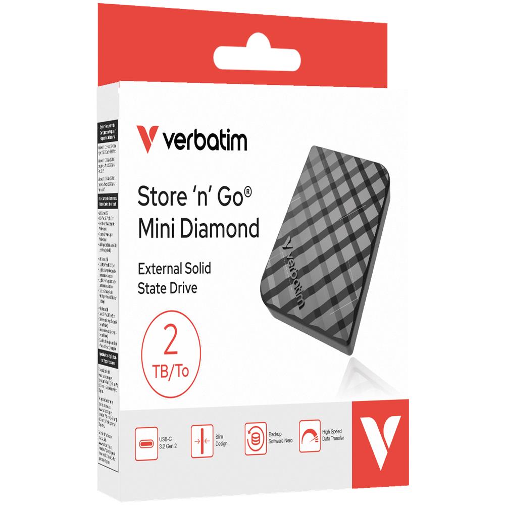Verbatim Store 'n' Go Mini Diamond 2 TB USB tipo-C 3.2 Gen 2 (3.1 Gen 2) Nero - Foto 2