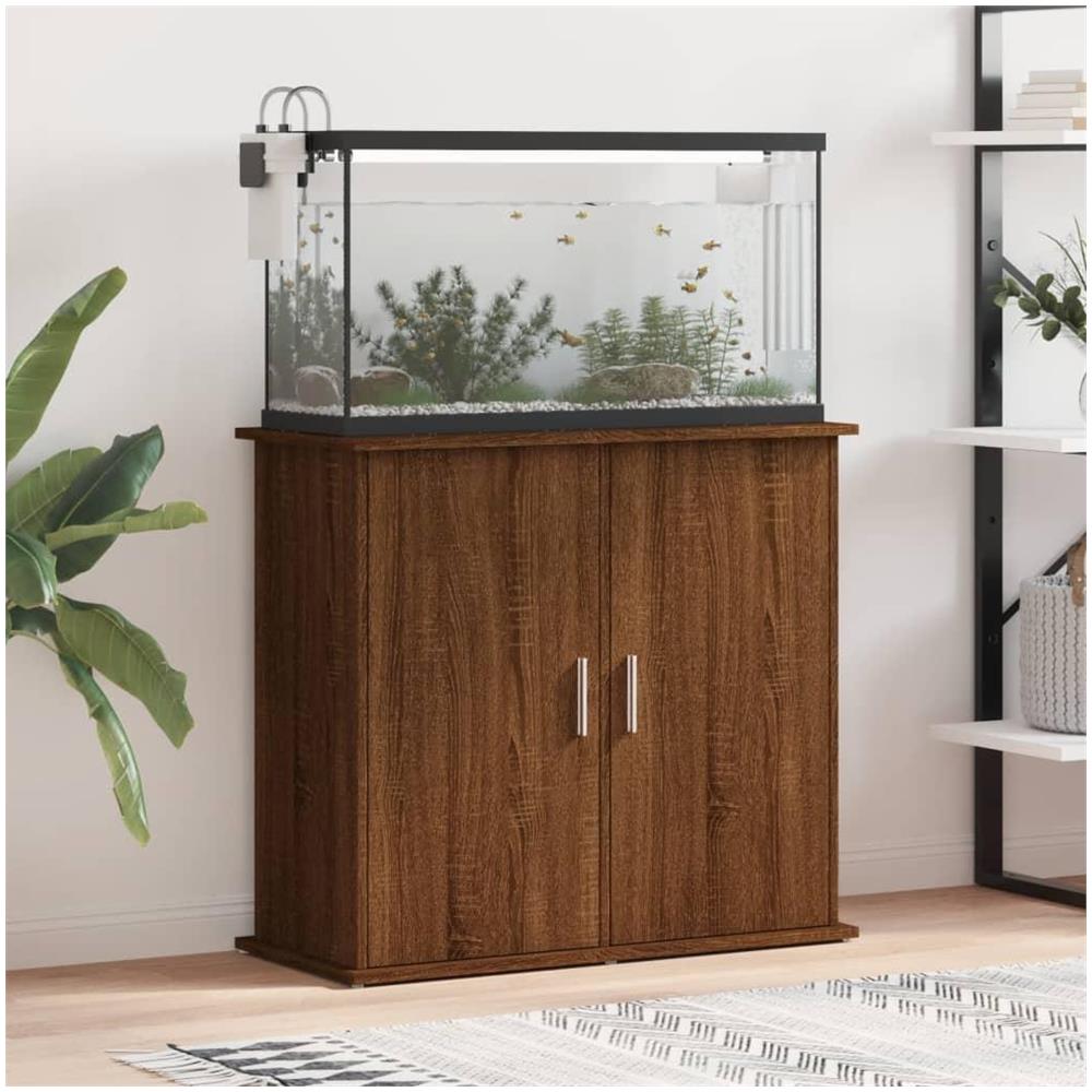 Supporto Acquario 81x36x73 cm Legno Multistrato Rovere Marrone - Foto 2