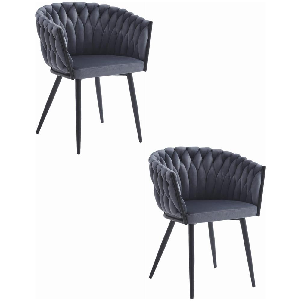 Sedia VALORA MAYAN - Design ergonomico in velluto grigio scuro x2 - Foto 1