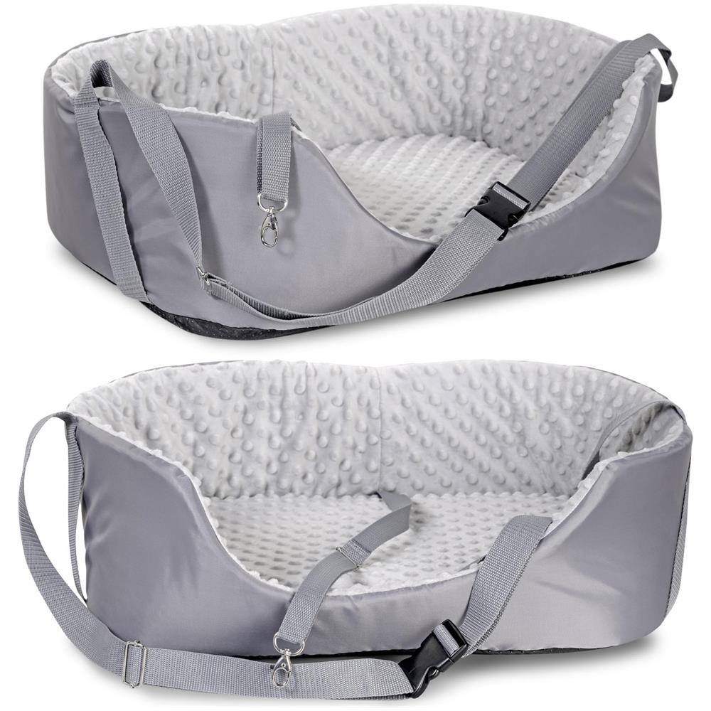 Trasportino per auto 50x40 cm Minky Grey Seggiolino per cani impermeabile - Foto 1