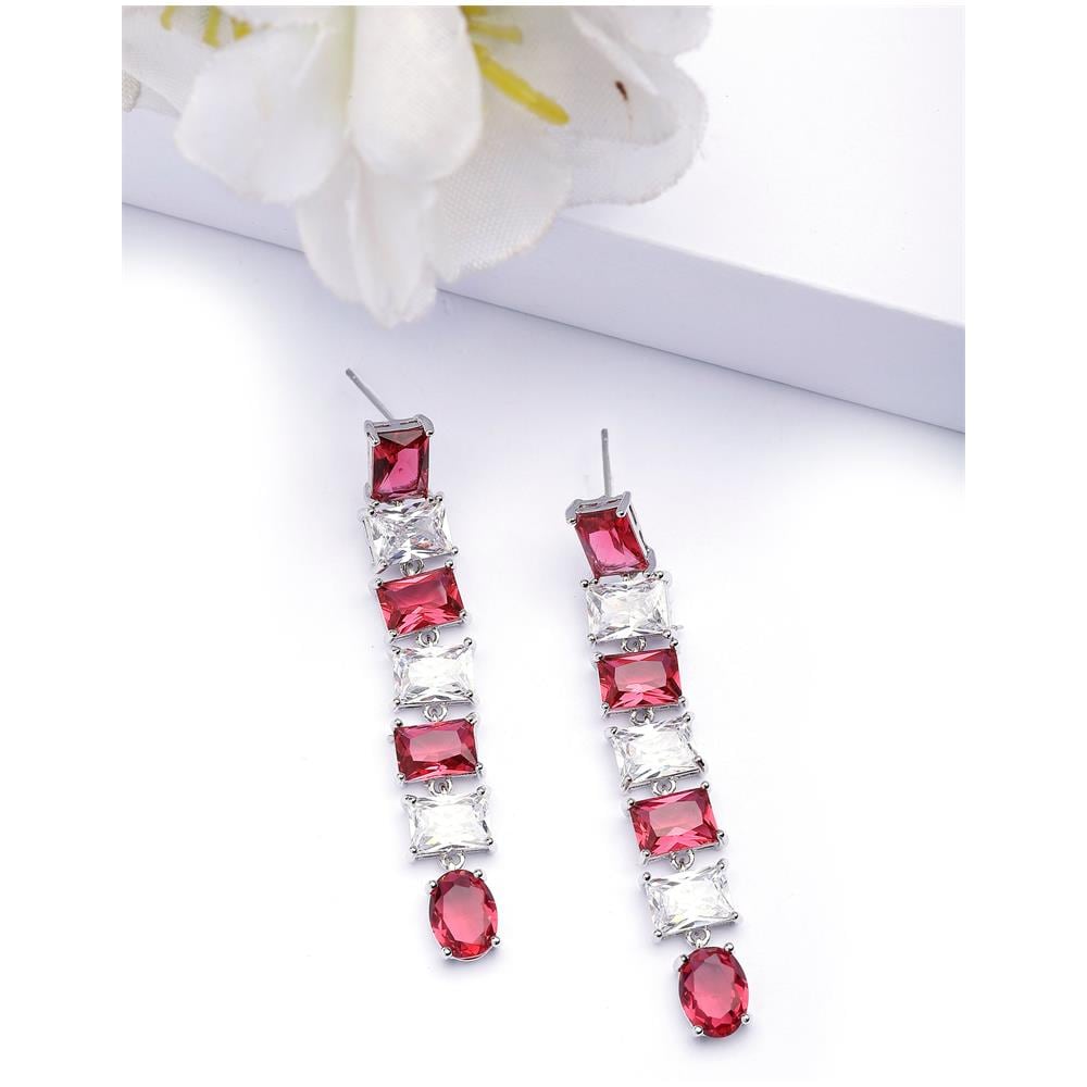 Orecchini a Goccia Quadrata Rosso Acceso - Foto 1