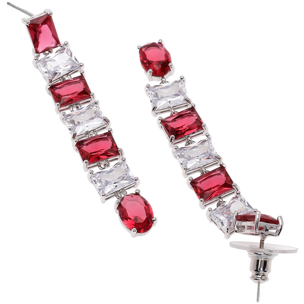 Orecchini a Goccia Quadrata Rosso Acceso - Foto 2