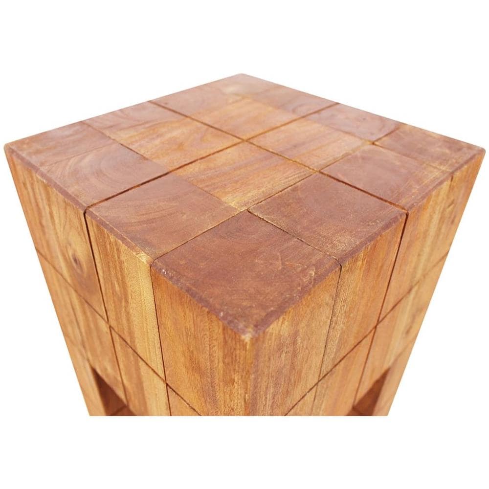 Sgabello In Legno Massiccio Di Recupero 28x28x40 Cm - Foto 3