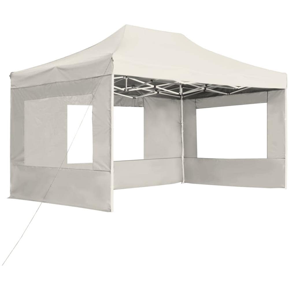 Gazebo Professionale Pieghevole Pareti Alluminio 4,5x3m Crema - Foto 2