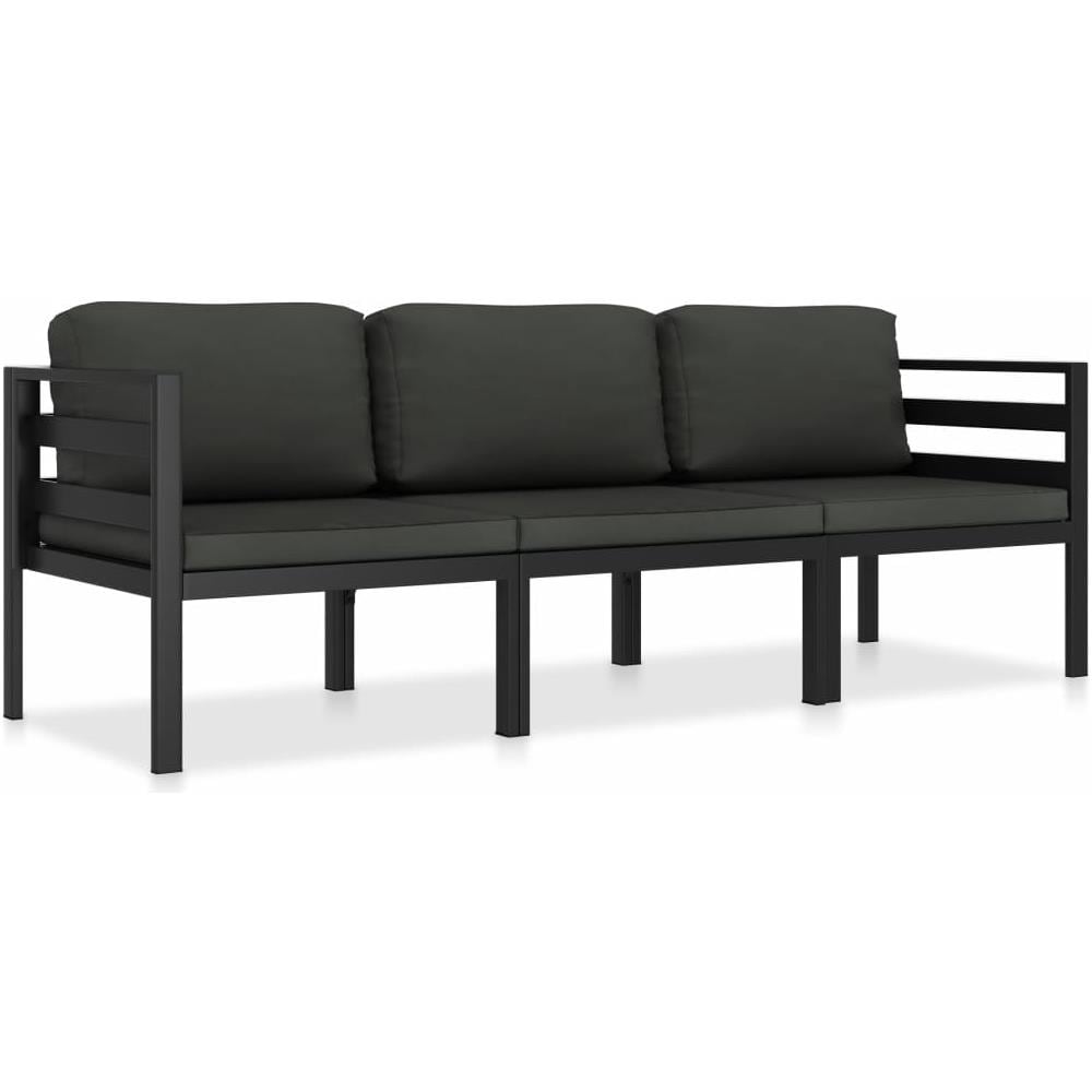 Set Divani Da Giardino 3 Pz Con Cuscini In Alluminio Antracite - Foto 1