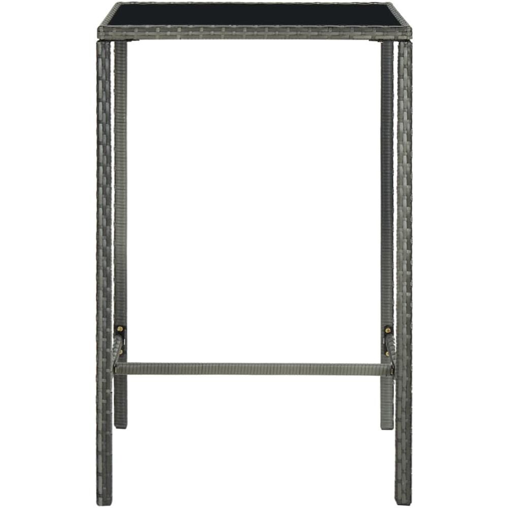 Tavolo Da Bar Da Giardino Grigio 70x70x110 Cm Polyrattan Vetro - Foto 2