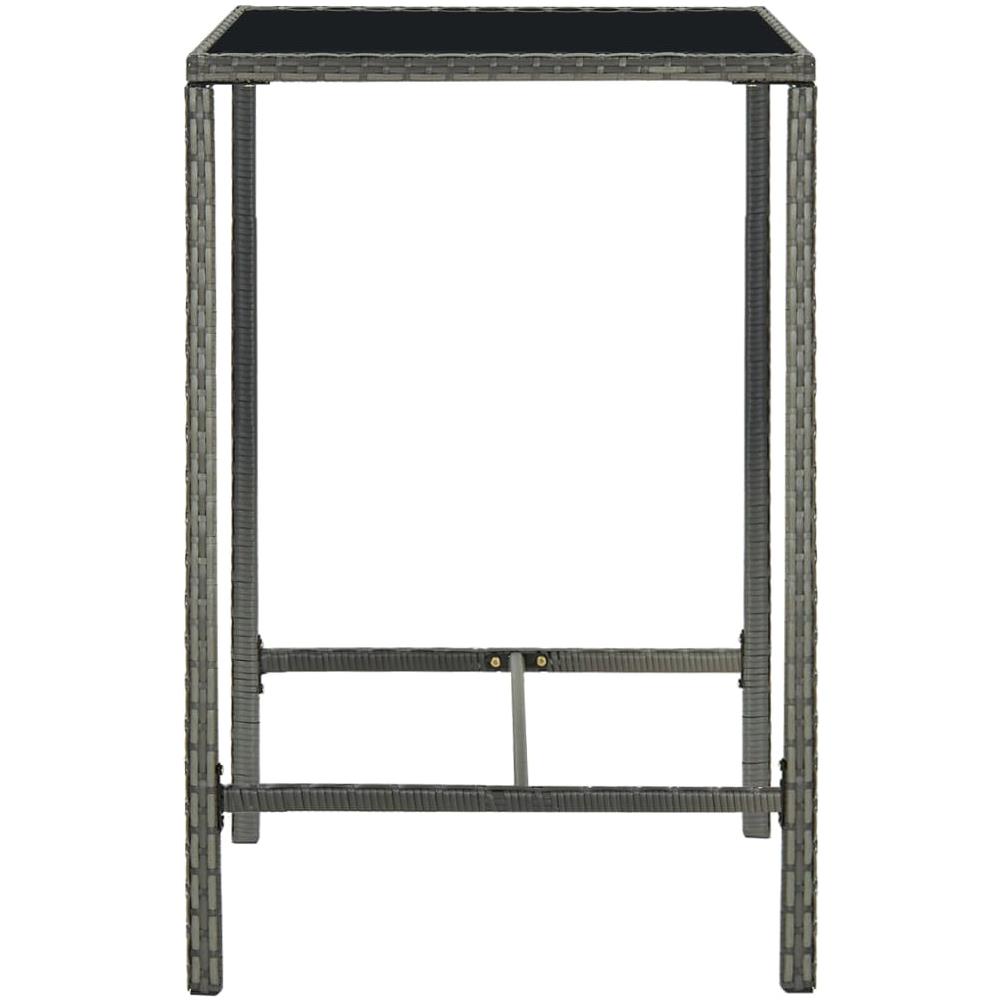 Tavolo Da Bar Da Giardino Grigio 70x70x110 Cm Polyrattan Vetro - Foto 3