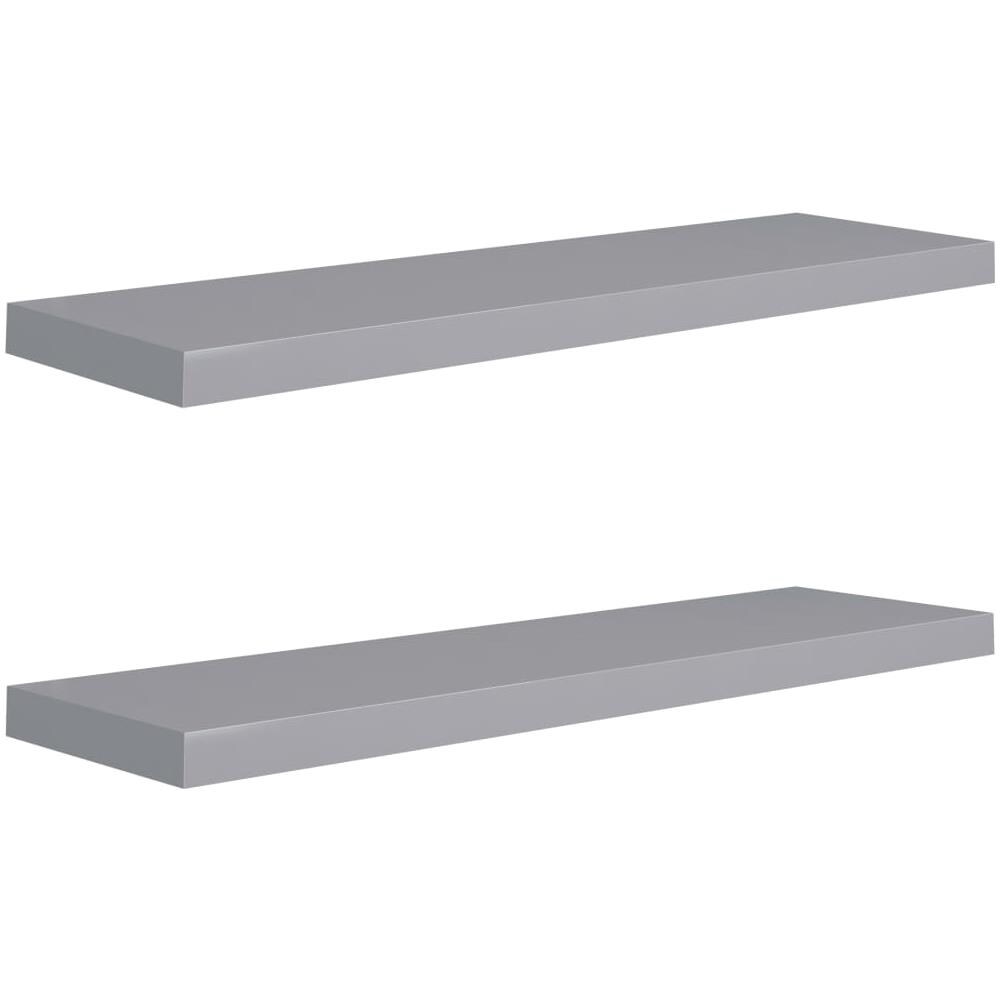 Scaffali A Parete 2 Pz Grigi 90x23,5x3,8 Cm In Mdf - Foto 2
