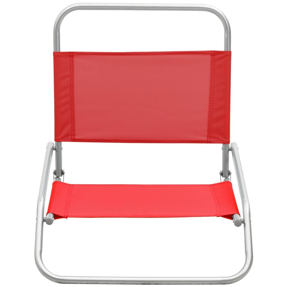 Sedie da Spiaggia Pieghevoli 2 pz in Tessuto Rosso - Foto 2