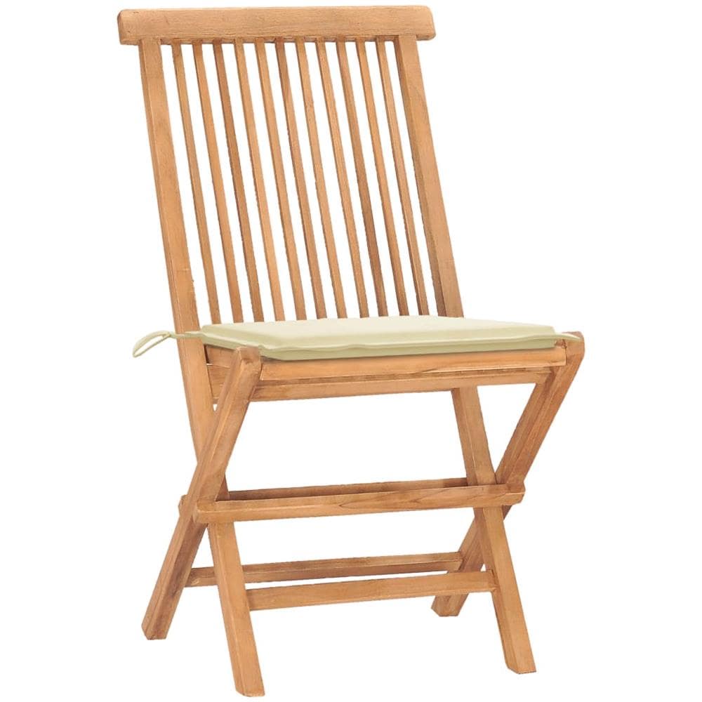 Set da Pranzo Giardino Pieghevole 3 pz Cuscino Massello di Teak - Foto 2