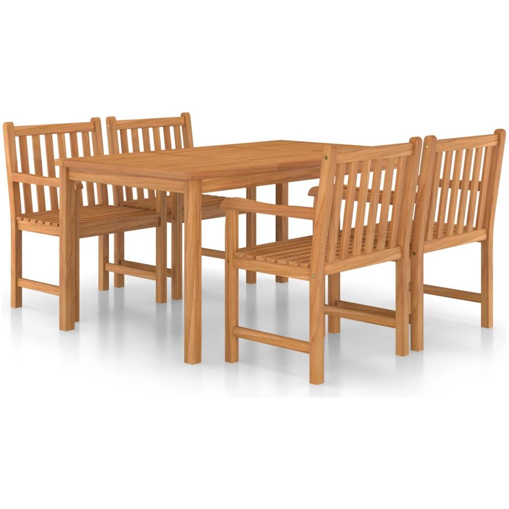 Set da Pranzo per Esterni 5 pz in Legno Massello di Teak - Foto 1