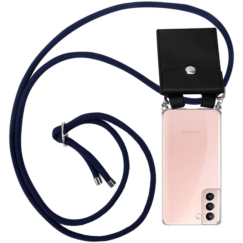 Cadorabo Catena Di Telefoni Cellulari Compatibile Con Samsung Galaxy S21 5g In Blu Notte - Coperchio Protettivo In Silicone Con Anelli D'argento, Cinturino In Corda E Custodia Staccabile - Foto 1