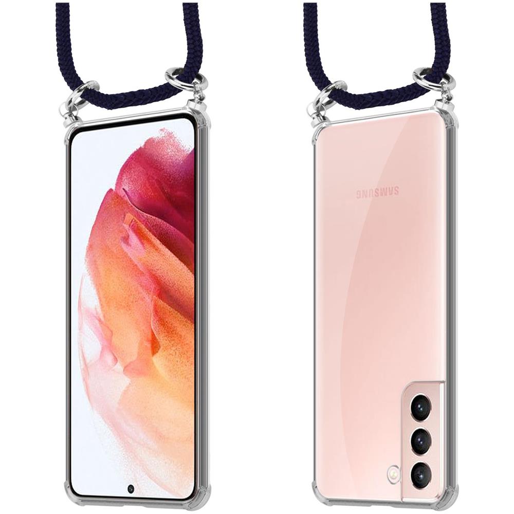 Cadorabo Catena Di Telefoni Cellulari Compatibile Con Samsung Galaxy S21 5g In Blu Notte - Coperchio Protettivo In Silicone Con Anelli D'argento, Cinturino In Corda E Custodia Staccabile - Foto 8