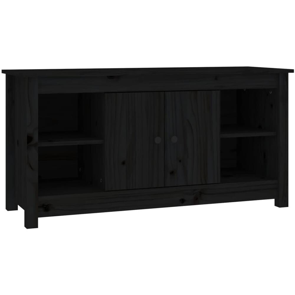 Mobile Porta Tv Nero 103x36,5x52 Cm In Legno Massello Di Pino - Foto 2