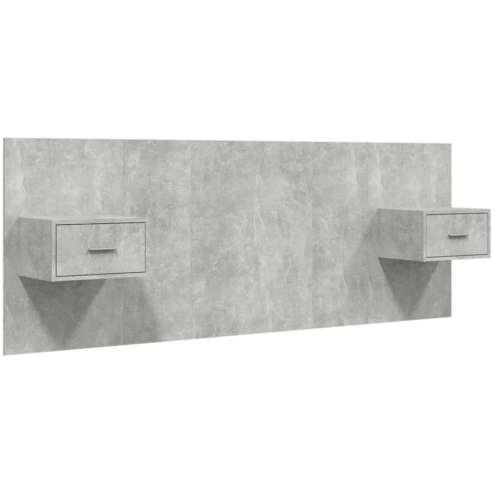 Testiera Letto Con Comodini In Legno Multistrato Grigio Cemento - Foto 2