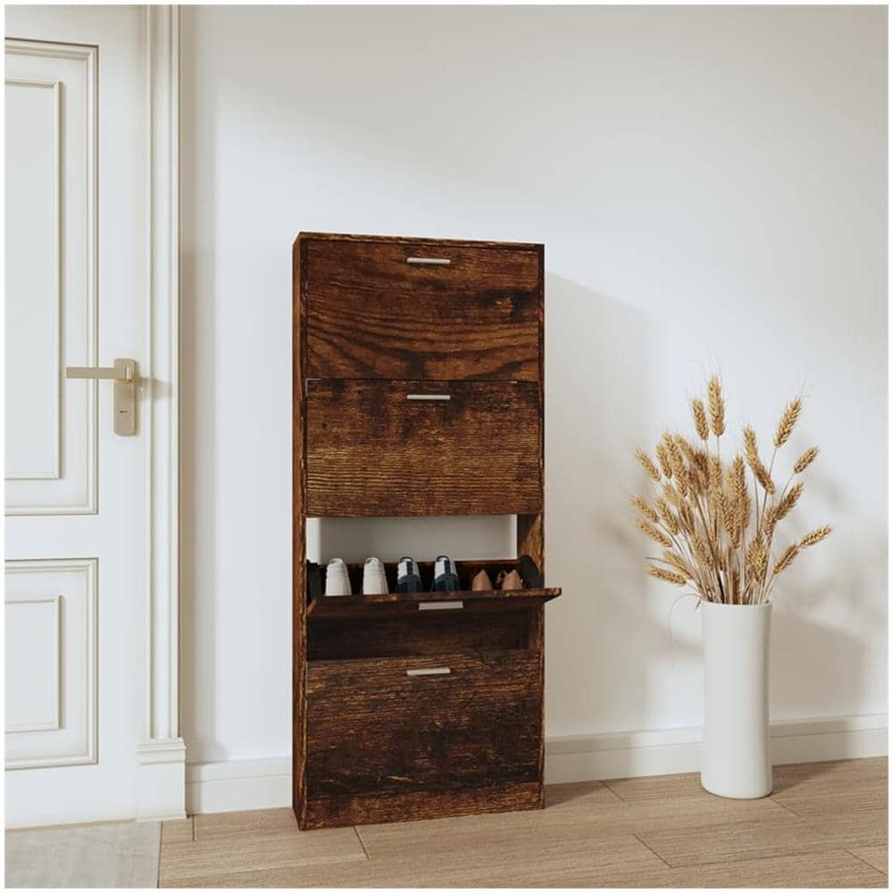 Scarpiera Rovere Fumo 59x17x150 Cm In Legno Multistrato - Foto 1