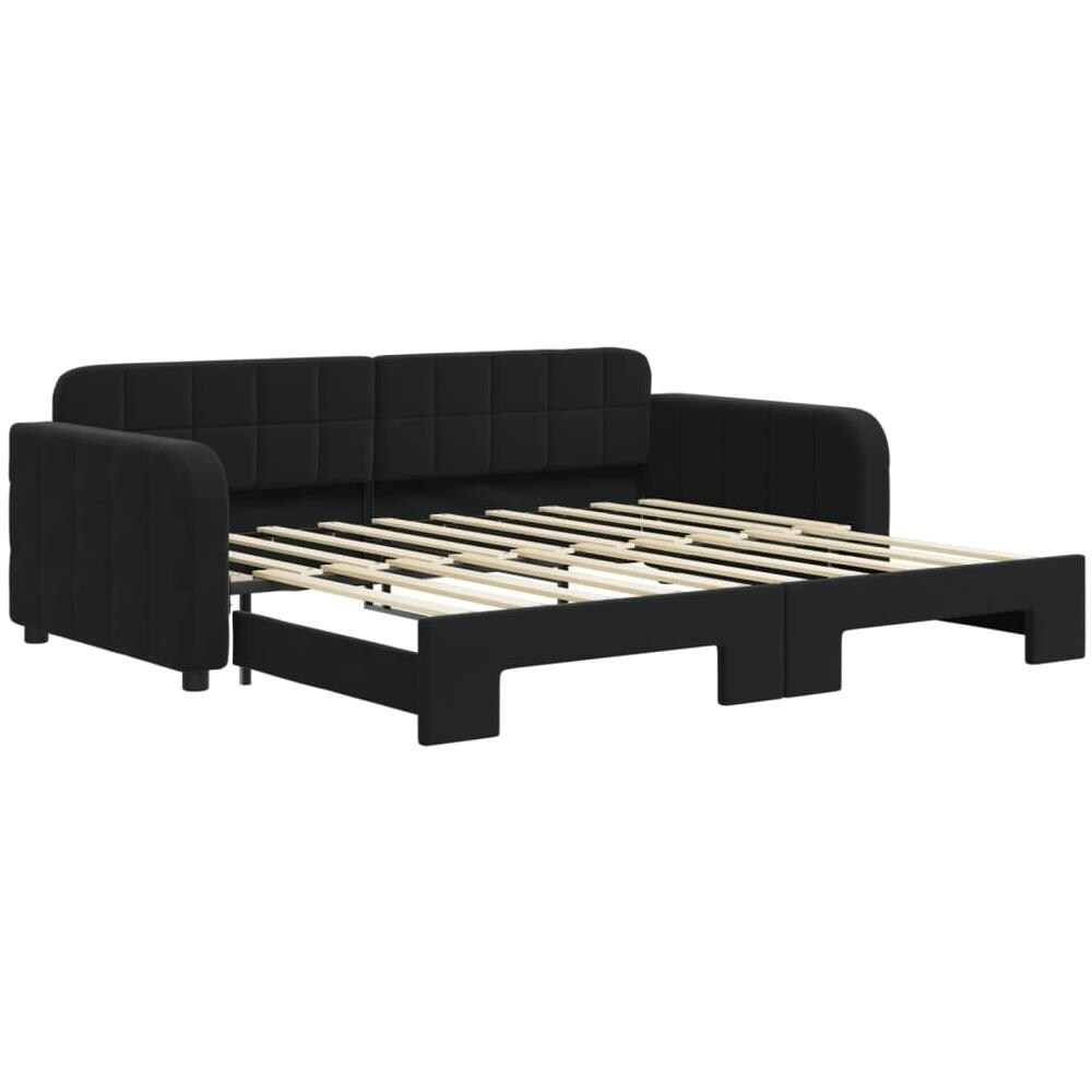 Divano Letto Con Letto Estraibile Nero 90x190 Cm In Velluto - Foto 2
